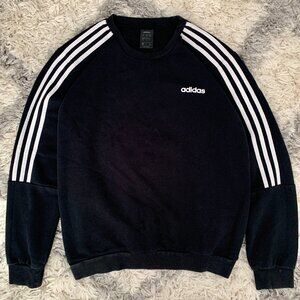 Vintage Adidas 3 Stripe Sweater Large Men's Black